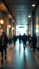 Generative AI Image of People Walking in a Blurred Urban Space