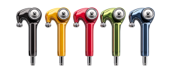 Pack of Otoscopes in Five Different Poses Against Transparent Background for Medical Branding, Healthcare Promotion, or Diagnostic Equipment Design Projects