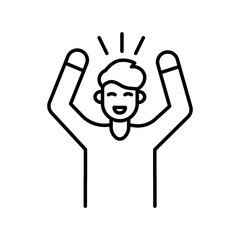 Joy emotion black line icon for digital and print projects.