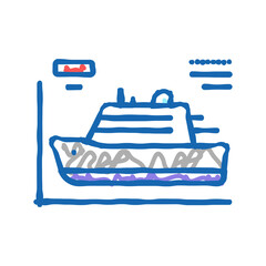 Naklejka premium ship modeling icon doodle illustration sign