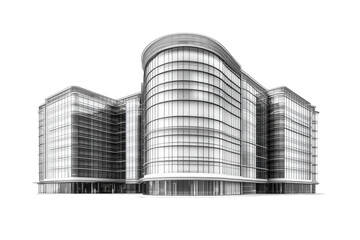 Fototapeta premium Modern Glass Office Building Architectural Design Model 3d city urban metal lines facade render on transparent background