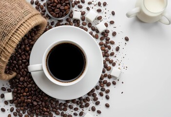 Obraz premium cup of coffee and beans