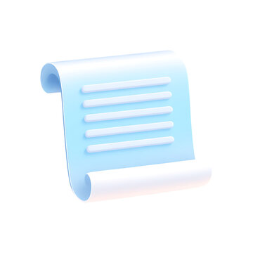 Light blue scroll with text.  Concept of document, message, or ancient writing.