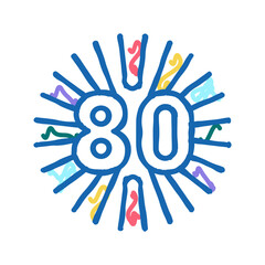 80s nostalgia icon doodle illustration sign