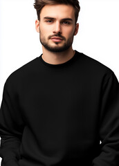 Obraz premium Portrait of a man with a well-groomed beard wearing a plain black sweatshirt. 