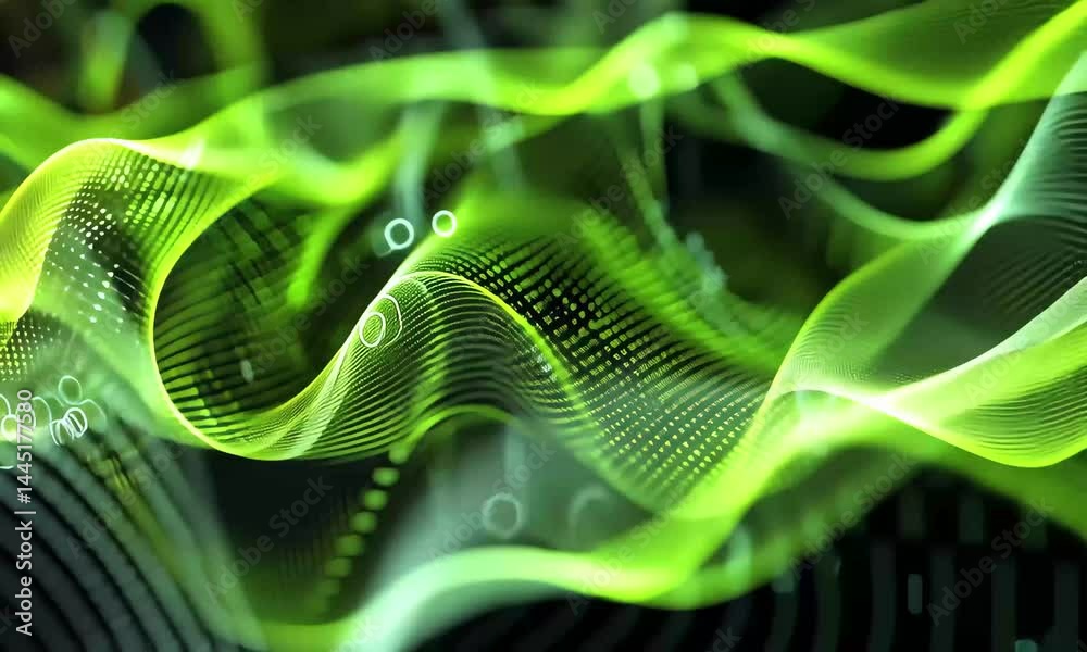 Poster the vibrant green waves display intricate patterns that appear to flow seamlessly, creating a dynami