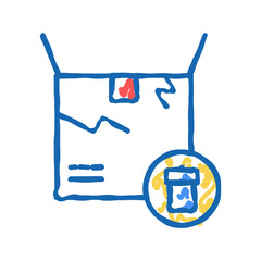 damaged box icon doodle illustration sign