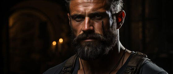 Portrait of a muscular athlete showcasing strength and determination, perfect for fitness, sports, or motivation content.

