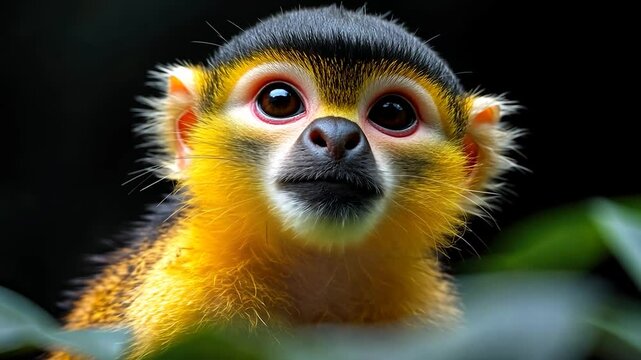 Adorable Golden-mantled Squirrel Monkey Portrait