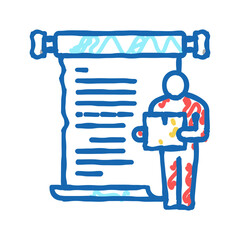 delivery boy with list icon doodle illustration