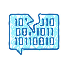 hacked password binary code icon doodle illustration