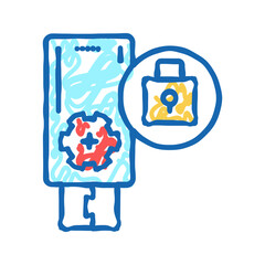 flash drive password icon doodle illustration