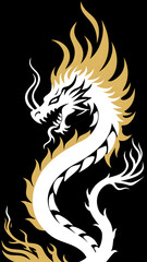 Obraz premium Golden silhouette breathing fire intricate