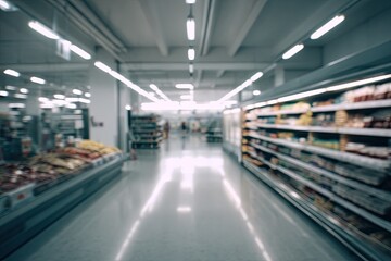 Fototapeta premium Supermarket interior blurred view