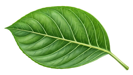 Fototapeta premium Vibrant Green Leaf: A close-up image captures a meticulously detailed and vividly rendered leaf. showcasing the natural intricacies of its form and veins
