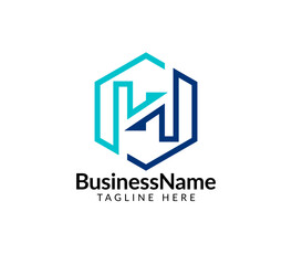 Modern logo mark with letter H and arrow icon bar candlestick for trading, investment, finance, statistic, accounting or marketing business