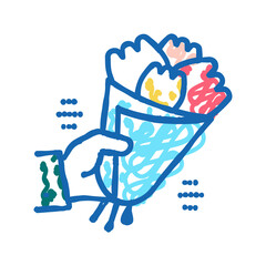flowers bouquet gift icon doodle illustration