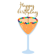 Happy Birthday Card. Vector illustration. Congratulation or celebration holiday event. Congratulation design, celebration birthday, anniversary