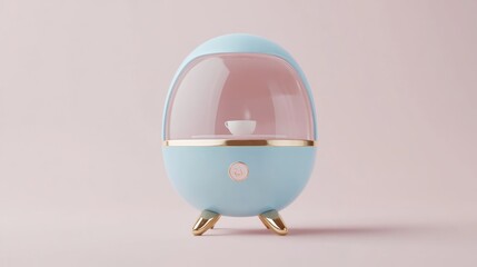 Stylish, light-blue, egg-shaped, futuristic, coffee warmer