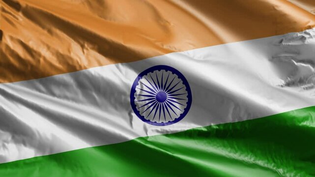 Indian National Flag Waving in the Wind