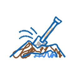 shovel dig hole icon doodle illustration