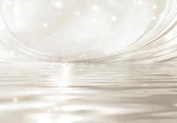 キラキラとした水面と銀色の背景