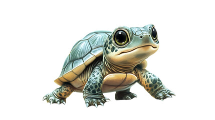 Obraz premium Cute turtle with bright eyes and patterned shell.