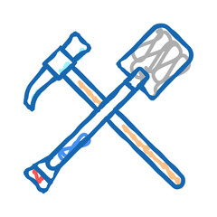 shovel and pickax icon doodle illustration