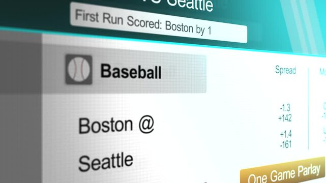 Sports Betting Interface Generic Baseball Game - Boston vs Seattle