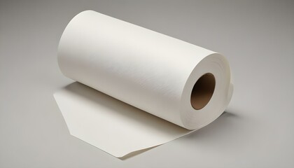 A studio shot showcases a fresh, blank white paper roll, perfect for creative projects and design.