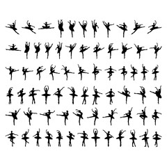 Ballerina Silhouettes in Various Poses Collection