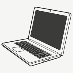 laptop computer isolated on white vector illustration shilhoutee