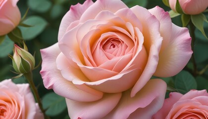 Captivating close-up of a beautiful, blooming pink rose, radiating natural beauty and elegance.