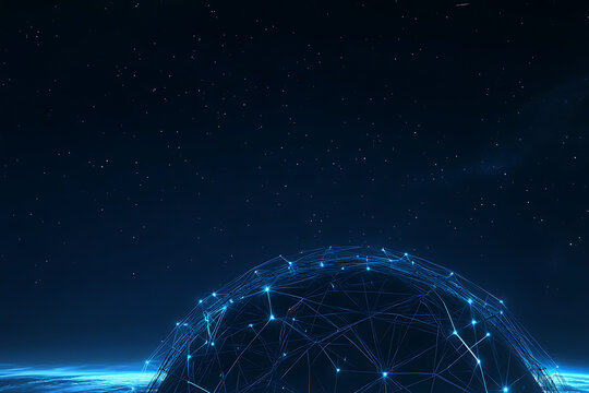 planet earth in space , binary code technology , glowing sphere on black background	 - Powered by Adobe