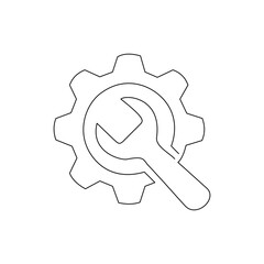Continuous line drawing of Service tools on white background.