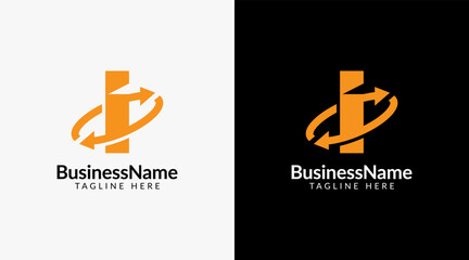 Obraz premium Modern logo mark with letter I and arrow icon bar candlestick for trading, investment, finance, statistic, accounting or marketing business