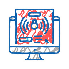 computer password hacking icon doodle illustration