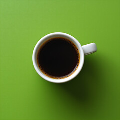 white ceramic cup with black coffee on bright green table