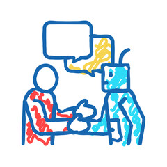 artificial intelligence work introduction icon doodle illustration