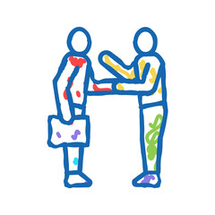 businesspeople greeting and discussing icon doodle illustration