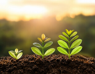 Growing Plant Sequence - a seedling grows progressively- metaphor for success or growth