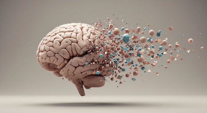 Exploding Human Brain with Abstract Debris