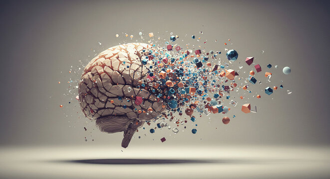 Exploding Human Brain with Abstract Debris