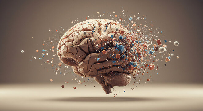 Exploding Human Brain with Abstract Debris