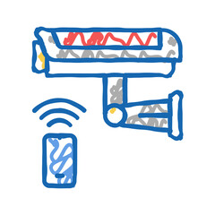 video camera, security system remote control icon doodle illustration