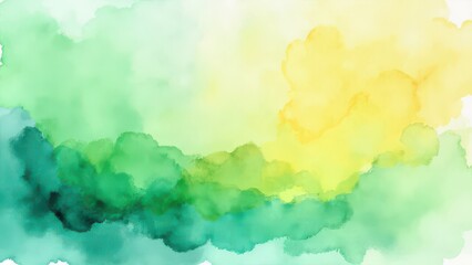 Fototapeta premium Minimalistic modern watercolor yellow-green background. Watercolor fill on white background.