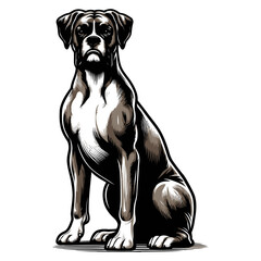 Boxer dog vector and illustrations isolated on white background.