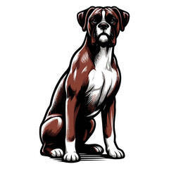 Boxer dog vector and illustrations isolated on white background.