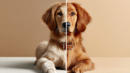 golden retriever split age contrast