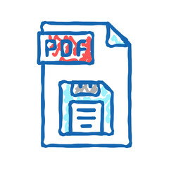save pdf file icon doodle illustration